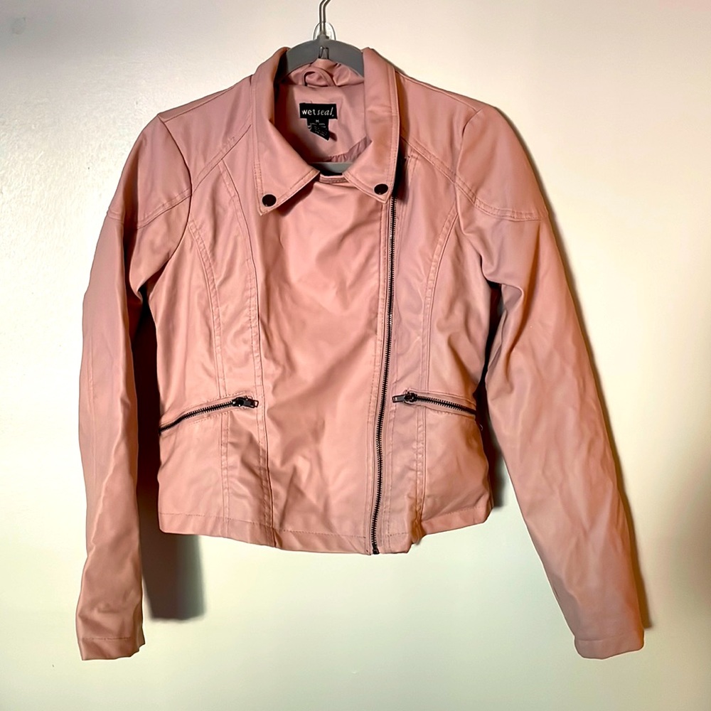 Wet Seal Women Faux Leather Blush Pink Jacket